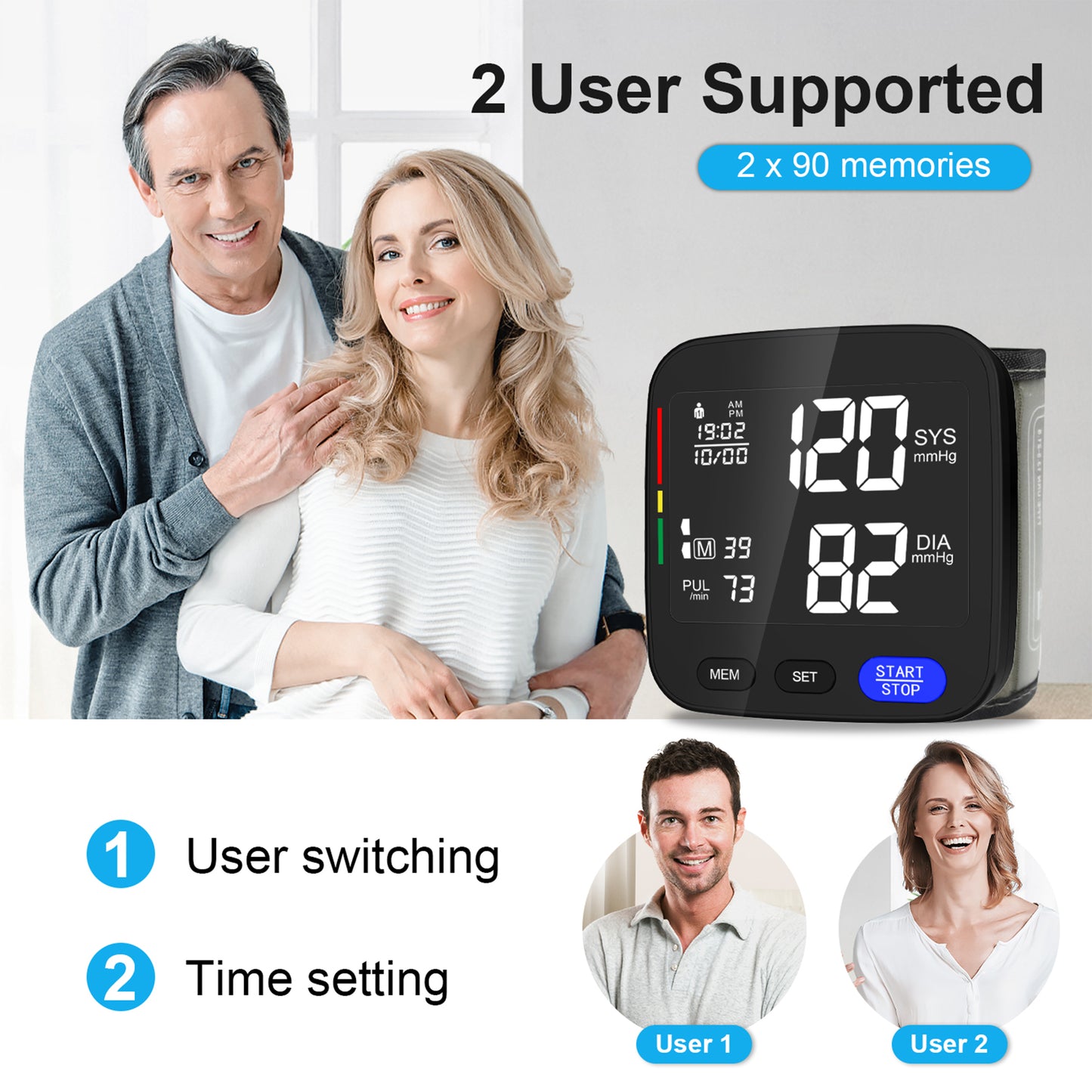 Alphamed U62GH wrist blood pressure monitor features