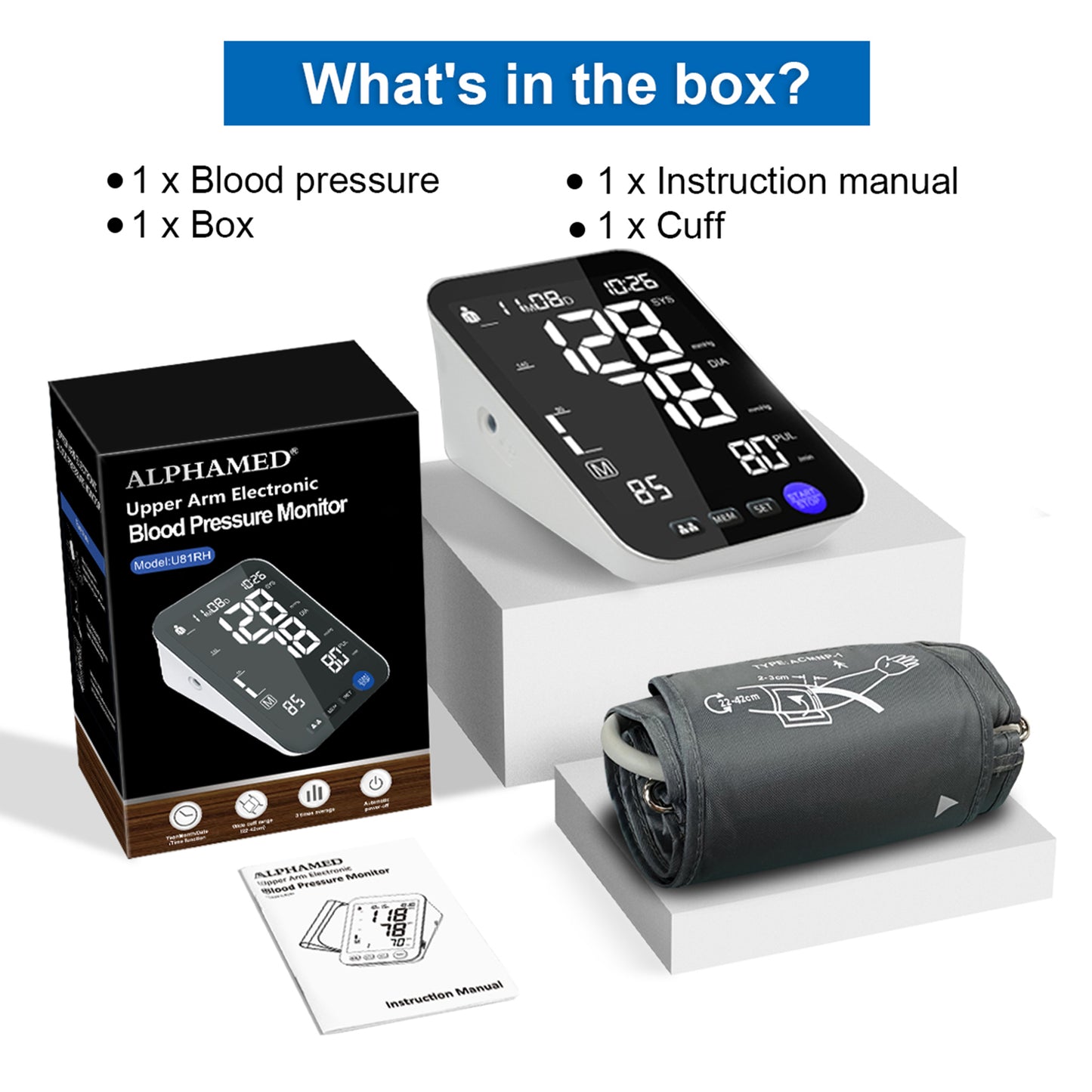 Alphamed U81RH upper arm blood pressure monitor features